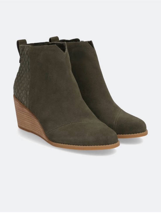 Toms Shoes - TOMS Olive Green Suede Quilted Ankle Booties